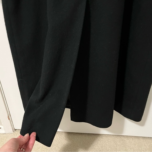 Vintage London Fog Long Wool Double Breasted Leather Collar Coat Black size 10 - Picture 5 of 13